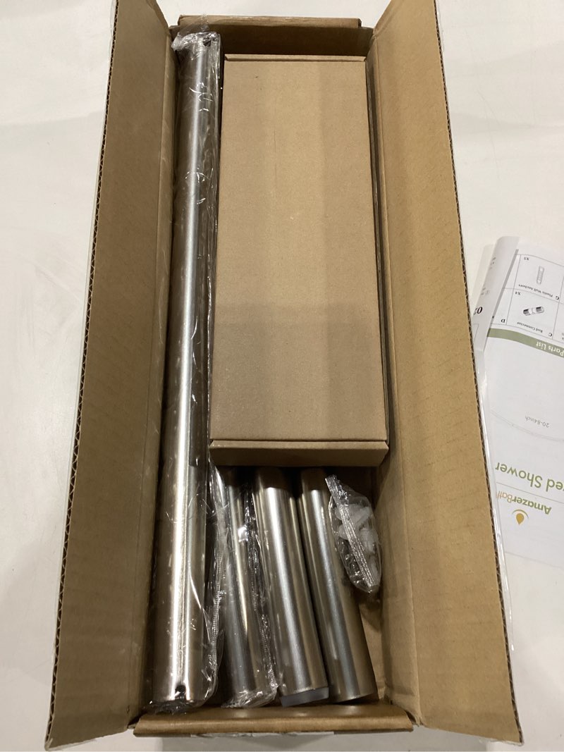 Condition photo showing New/Like New for amazerbath 20-84 inches arched curved shower curtain rod, heavy duty shower rod rust proof bathroom curtain rod, adjustable telescoping design easy segmented installation, need to drill, nickel nickel 20-84 inches