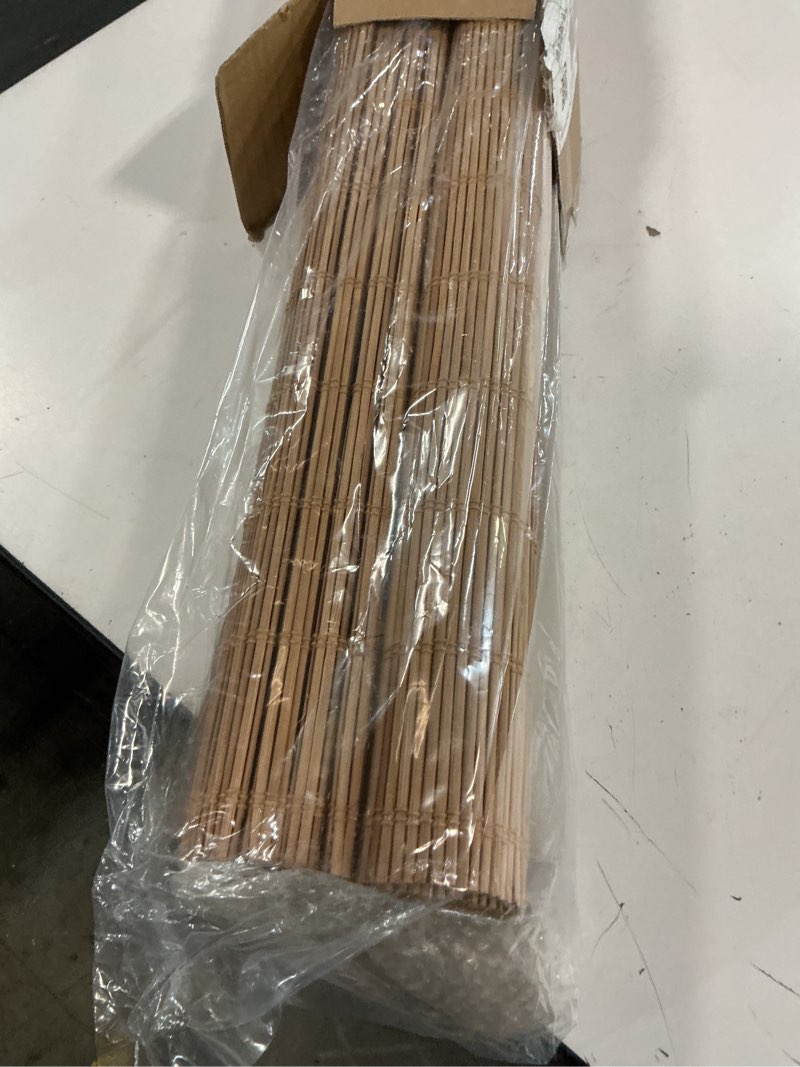 Condition photo showing Good Condition for lazblinds cordless blackout bamboo roman shades, room darkening blinds for interior windows, thermal insulated roll up bamboo blinds for home & patio, 44" w x 64" h, papara carbon blackout - papara carbon 44" w x 64" h