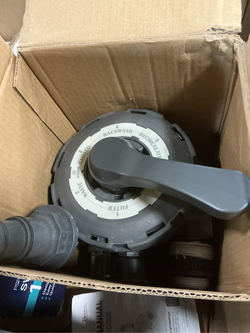 Condition photo showing As Is for aquastrong sand filter pump for above ground pool with timer, 3/4 hp pool pumps above ground 3800 gph for pools up to 14000gal, 12in pool filter with 6-way valve, improved circulation & filtration 12in, up to 14000 gallons