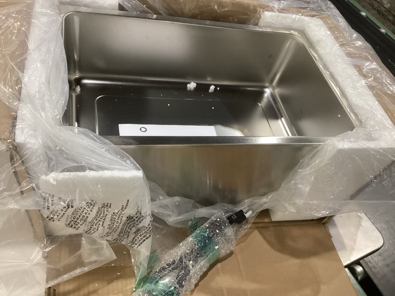 Condition photo showing As Is for vevor commercial food warmer, 1200w electric stainless steel steam food warmer, fast heating countertop buffet bain marie with soup & perforated ladles, for catering, restaurants, parties, buffets 1-pan with display, not tested