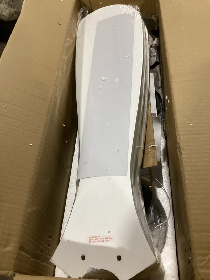 Condition photo showing Good Condition for 52in Smart Low Profile Ceiling Fans with Lights Remote,Quiet DC Motor,Outdoor Indoor Flush Mount Ceiling Fan,Control with WIFI Alexa App,Dimmable,6-speed,3 White Wood blades,for Modern Bedroom Patio