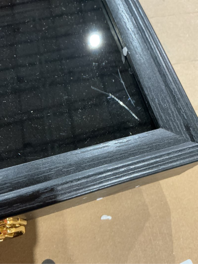 Condition photo showing As Is for 24 baseball card display case lockable graded sports card frame wall mount 24 baseball card display wood