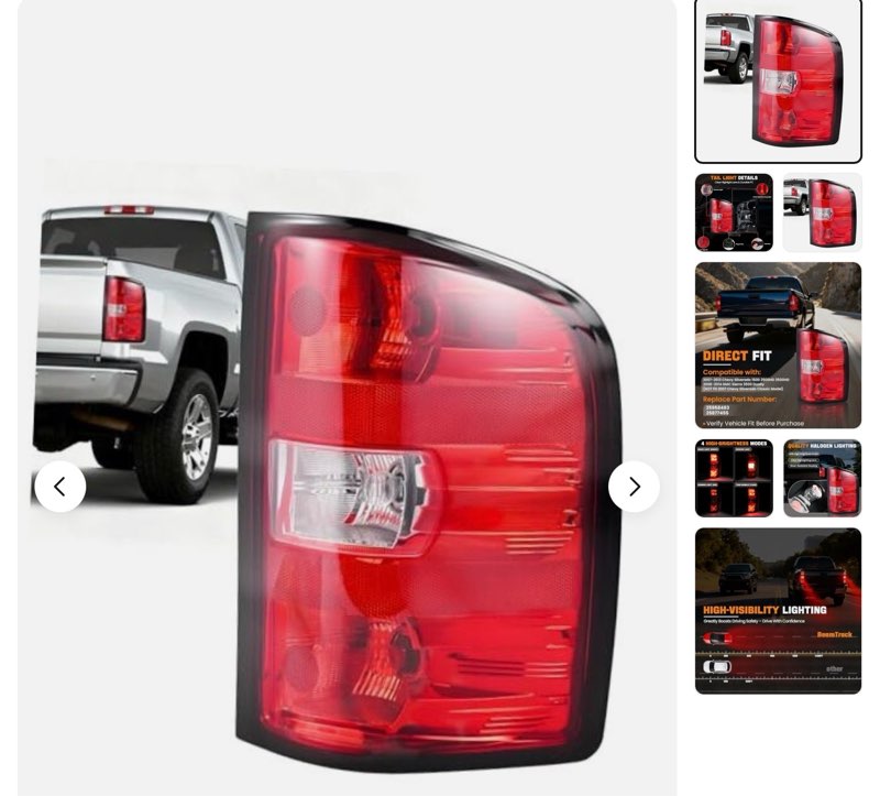 tail light assembly compatible with 2007-2013 chevy right passenger side