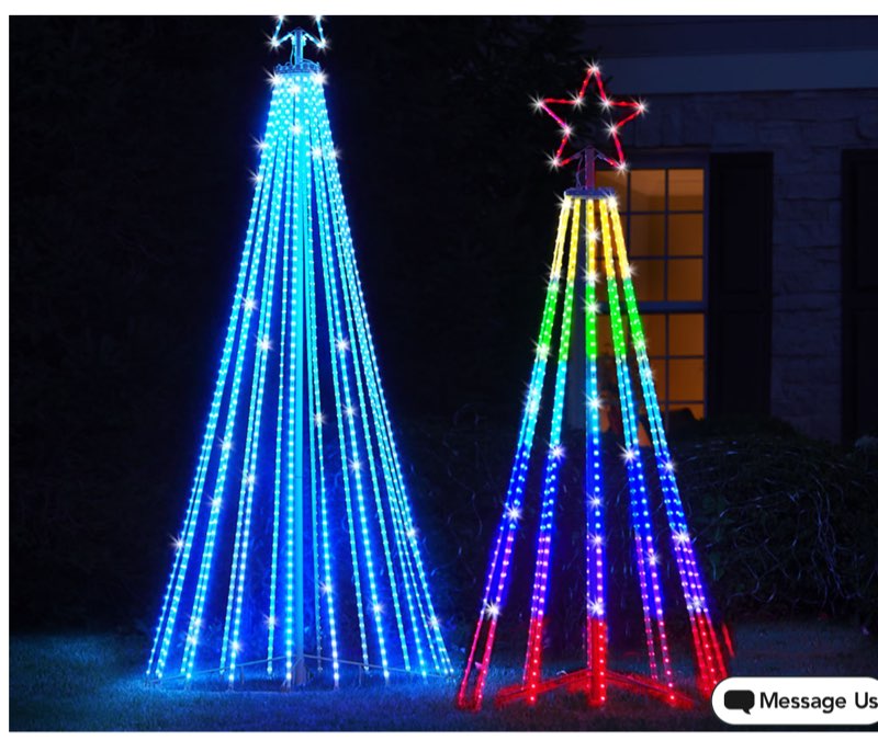 this is the outdoor christmas tree that dazzles spectators, carolers, and passersby with 300 choreographed light shows. its frame is crafted from thick powder-coated metal and lined with multi-color leds that create a rich seasonal glow.