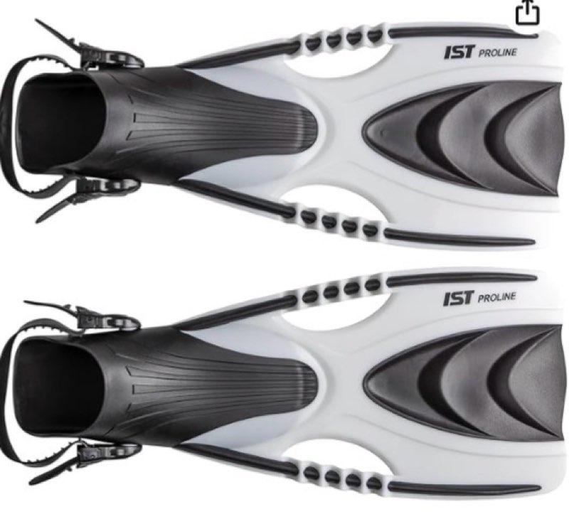 IST CF30 Speedy Open Heel Snorkeling Fins (White, L/XL)