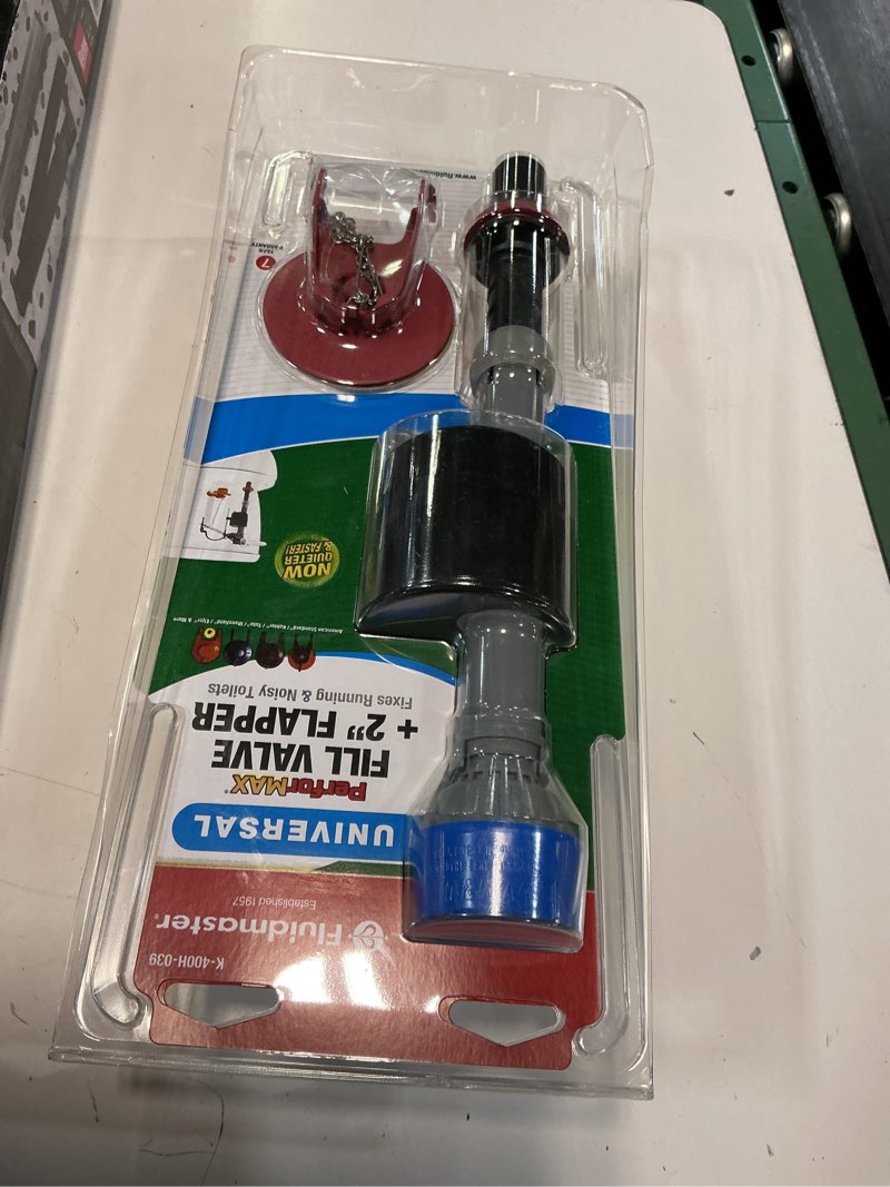 Condition photo showing New/Like New for fluidmaster universal toilet fill valve and 2-in flapper kit