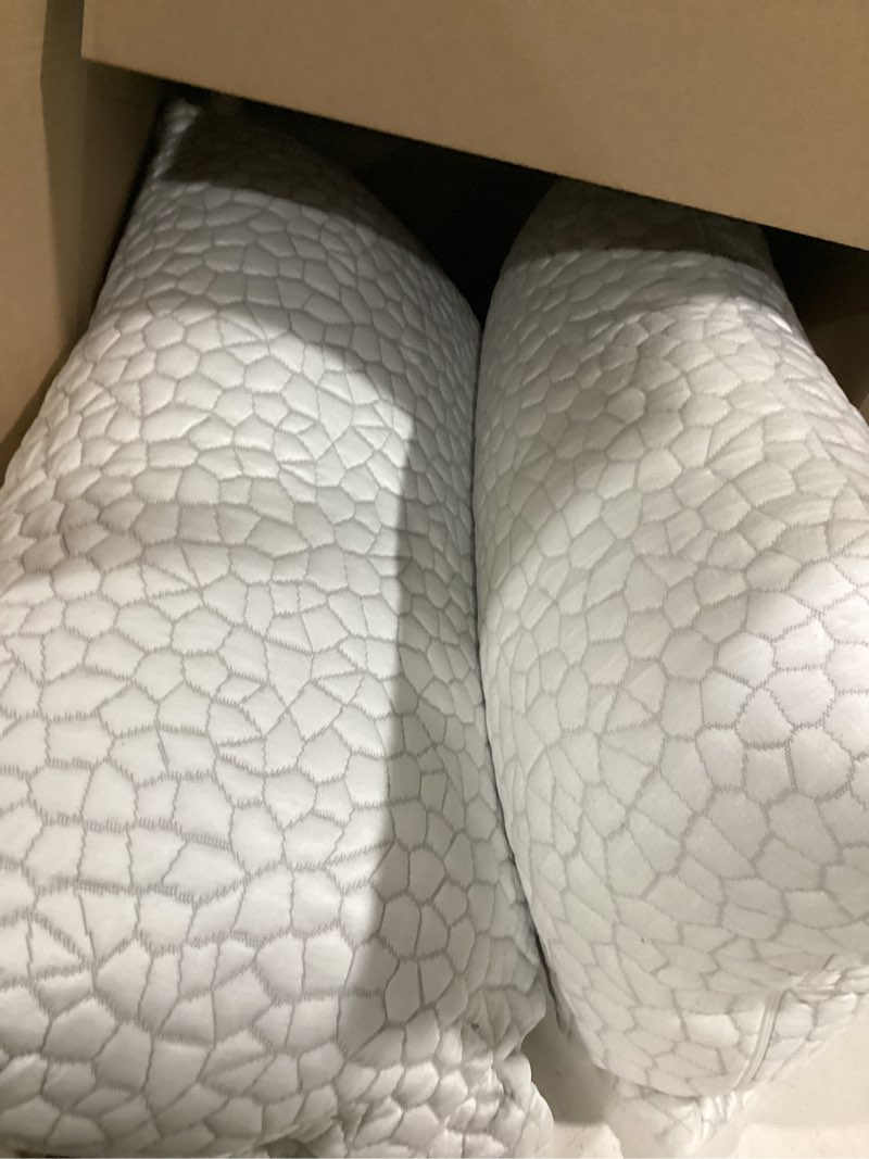 Condition photo showing Good Condition for cooling pillows king size set of 2, certipur-us shredded memory foam pillows,soft yet supportive pillow for sleeping, cool pillow for hot sleepers,adjustable firm pillow for side,back,stomach sleepers king (2 count) original white (cooling)