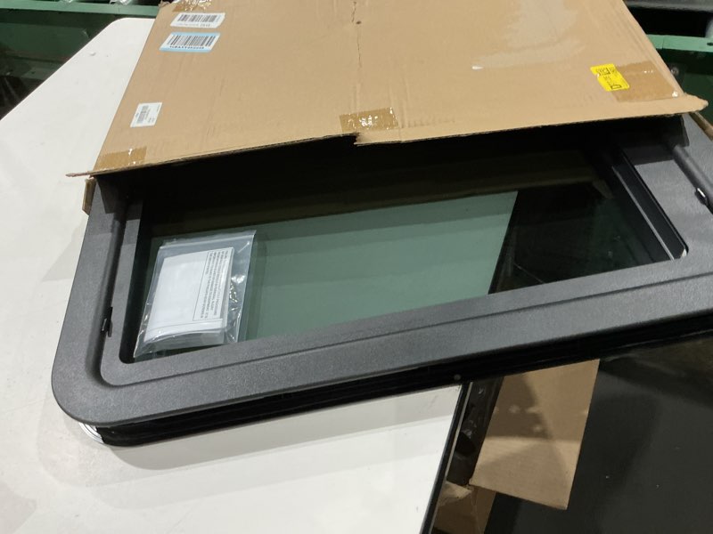 Condition photo showing Good Condition for 806621 rv window complete window kit, rv thin pleated shade replacement for rv entry doors, compatible with lippert rv entry doors, black