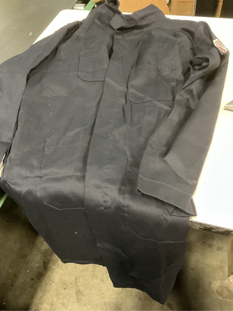Condition photo showing Good Condition for Bulwark FR mens Fr Concealed Snap-front Lab Coat Large Navy