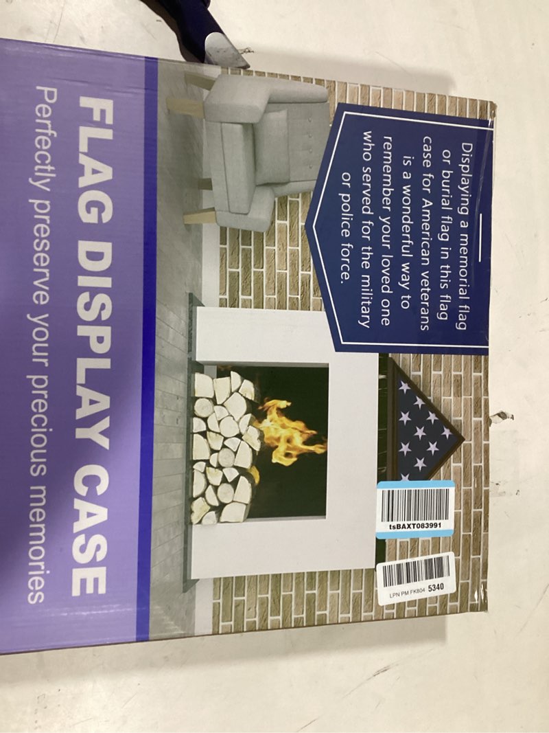 Condition photo showing New/Like New for Creations 5' x 9.5' American Veteran Burial Flag Display Case Solid Wood Rustic Brown Frame Glass Front Wall Mount or Standing, Memorial Shadow Box Military Uniform Display 5"x9"-Walnut