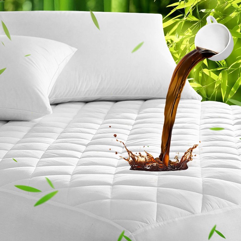 Bamboo Mattress Protector with Zipper - 100% Waterproof Queen Size Mattress Cover - Ultra Soft Jacquard Fabric Cooling Breathable Noiseless Mattress Pad Covers - Zippered Mattress Encasement