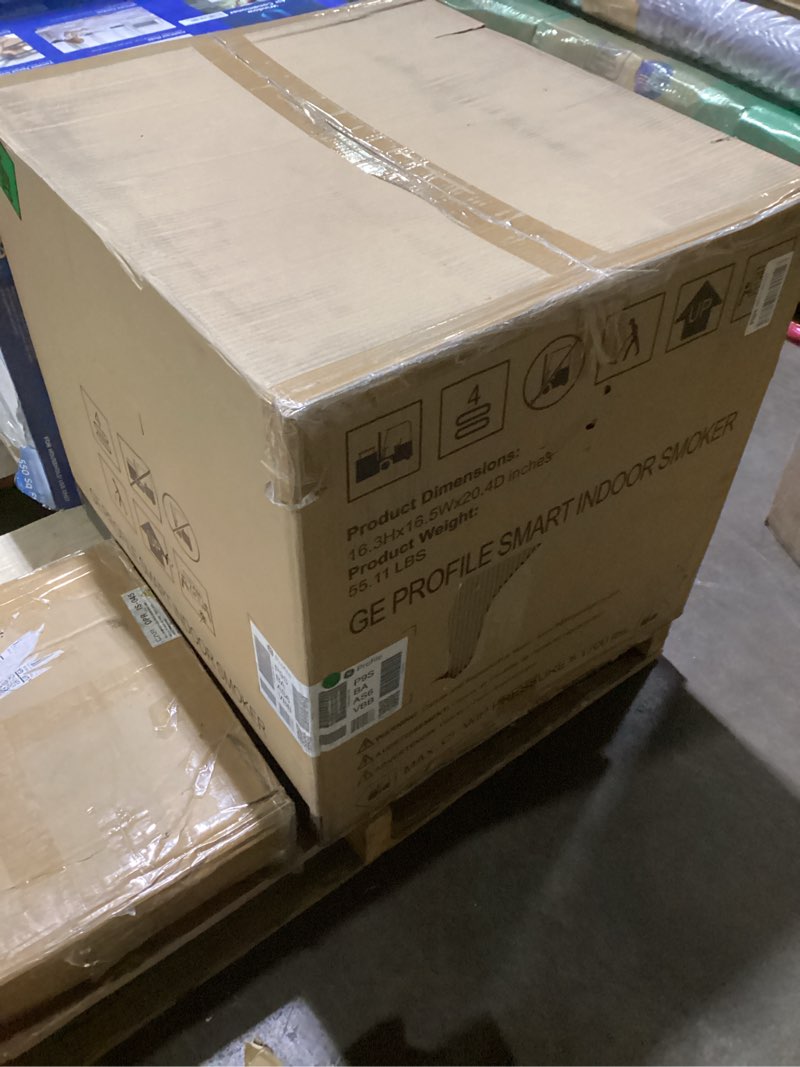 Condition photo showing Good Condition for ge profile™ smart indoor pellet smoker, with active smoke filtration, 5 smoke control settings, wifi connected, electric, countertop bbq appliance, black