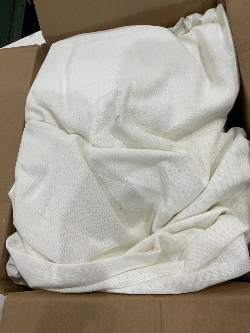 Condition photo showing As Is for extra wide linen pinch pleated curtains 84 inches long 100 inch wide patio sliding door curtains light filtering semi sheer pinch pleat drapes cream ivory boho 100 x 84 drapes for living dining room natural 100"w x 84"l (pack of 1)