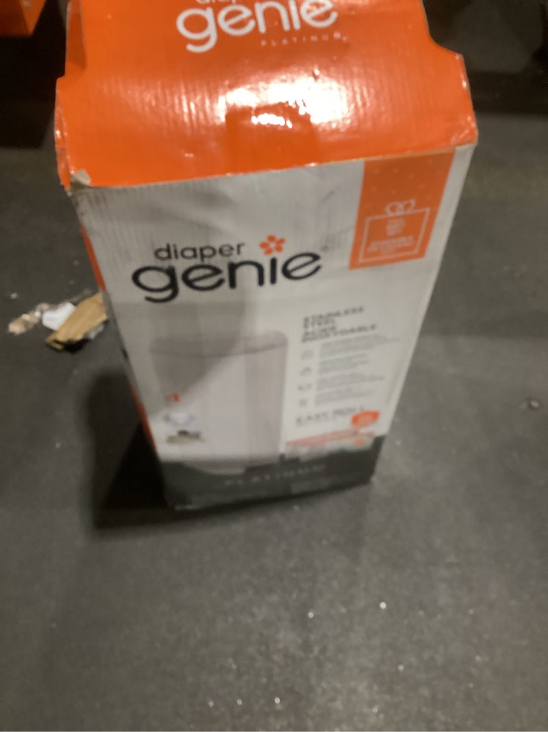 Condition photo showing Good Condition for Diaper Genie Platinum Diaper Pail Gift Set | Hands-Free Odor Control with Foot Pedal | Stainless Ste