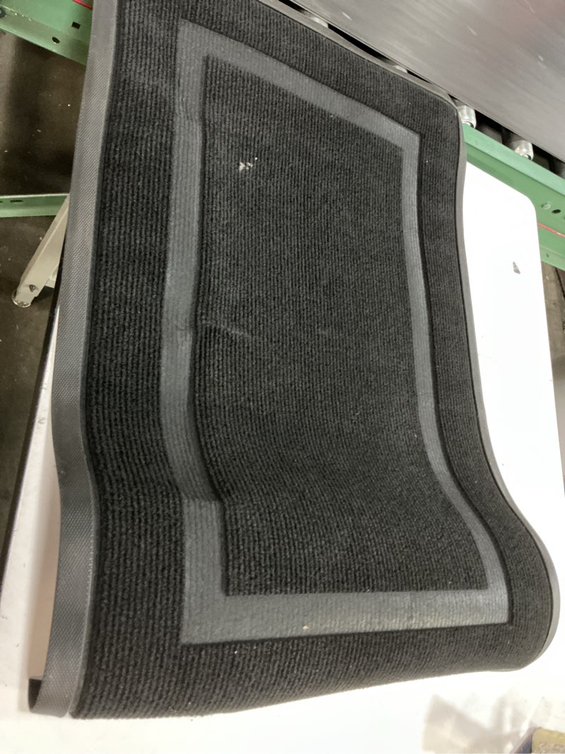 Condition photo showing As Is for olanly front door mat indoor outdoor entrance, waterproof all-season, all-weather doormat, sturdy natural rubber, fade resistant, low profile, easy clean patio porch entryway mat, 29.5x17, black black classic border rectangular 29.5" x 17"