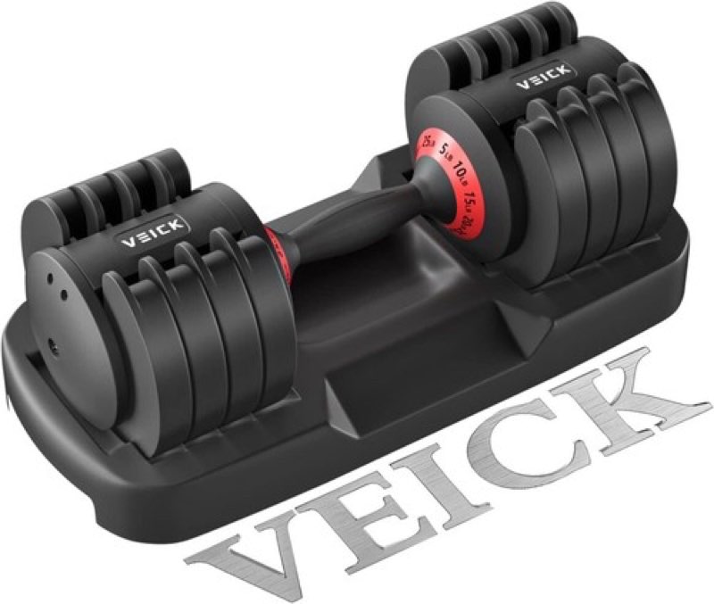 Veick, 25 lb adjustable dumbbell set, Black, with Tray