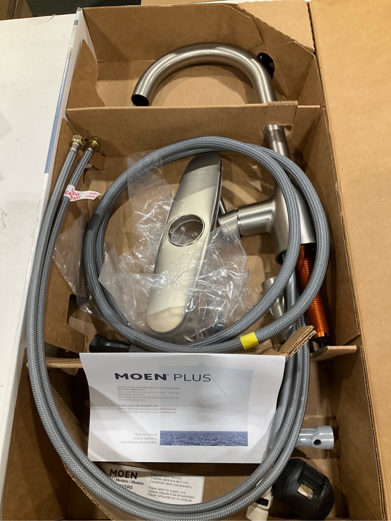Condition photo showing Good Condition for Moen Adler Spot Resist Stainless One-Handle High Arc Pulldown Kitchen Faucet with Power Clean, 87233SRS Spot Resist Stainless Standard