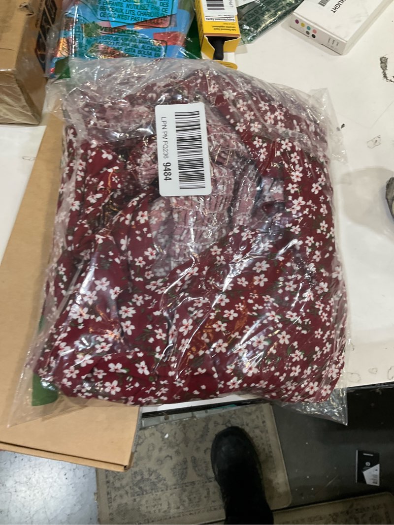 Condition photo showing Good Condition for scomchic plus size summer dresses for women boho floral puff sleeve sweetheart neck ruched bust flowy a-line sun midi dress floral red 3x-large plus
