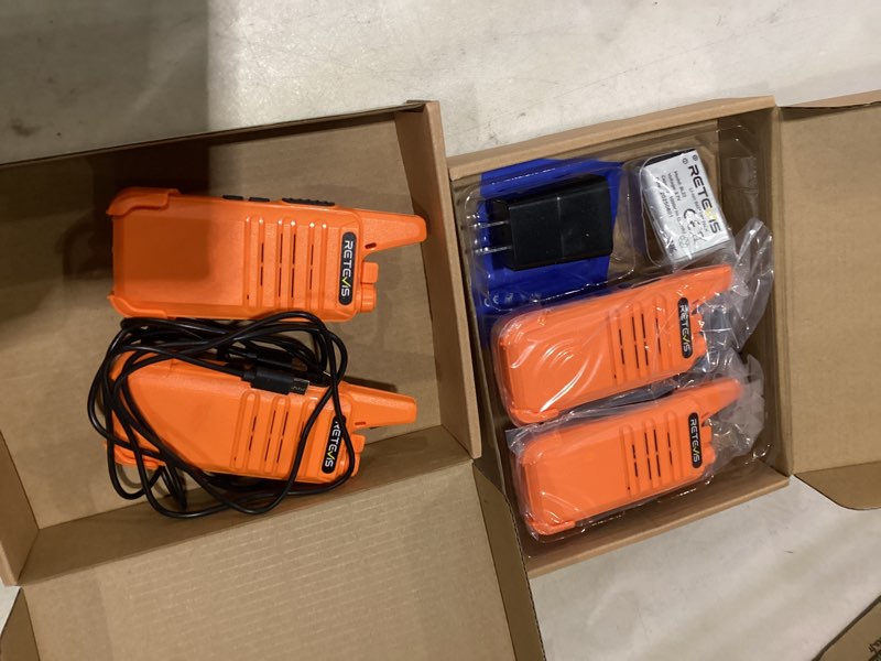 Condition photo showing Good Condition for retevis rt22 rechargeable walkie talkies, long range two way radio for adults, portable handheld radio, voice activated, emergency alarm, upgraded type-c charing, outdoor hiking travel(4 pack, orange)