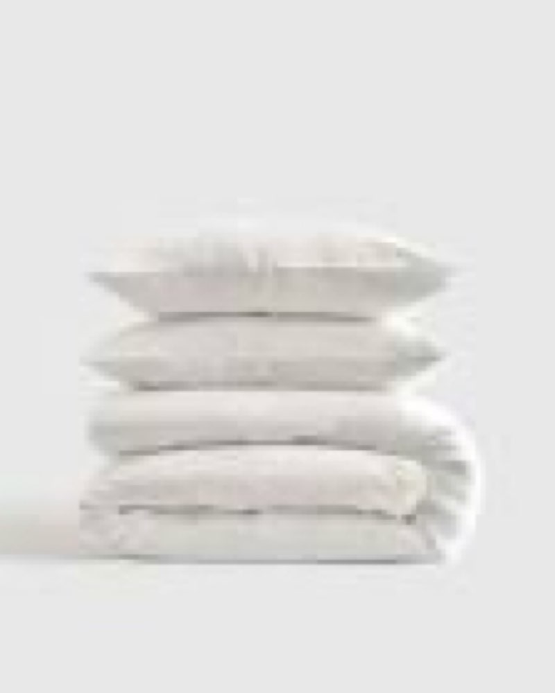 quince, european linen duvet cover set of 3, full/queen ,white
