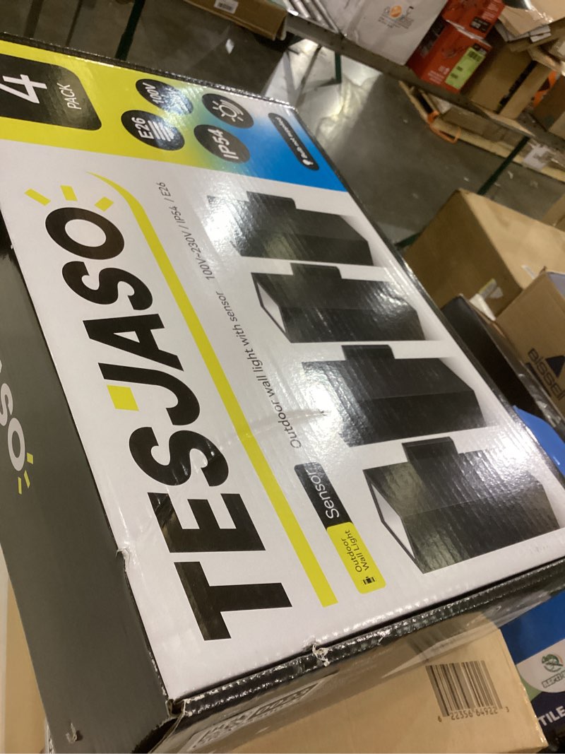 Condition photo showing New/Like New for Tesjaso 4 Pack Dusk to Dawn Outdoor Wall Light, Up and Down Lights Wall Sconce Waterproof IP65 Exterior Light Fixture, Aluminum Wall Lamp Fixture ETL Listed Matte Black Bulb NOT Included