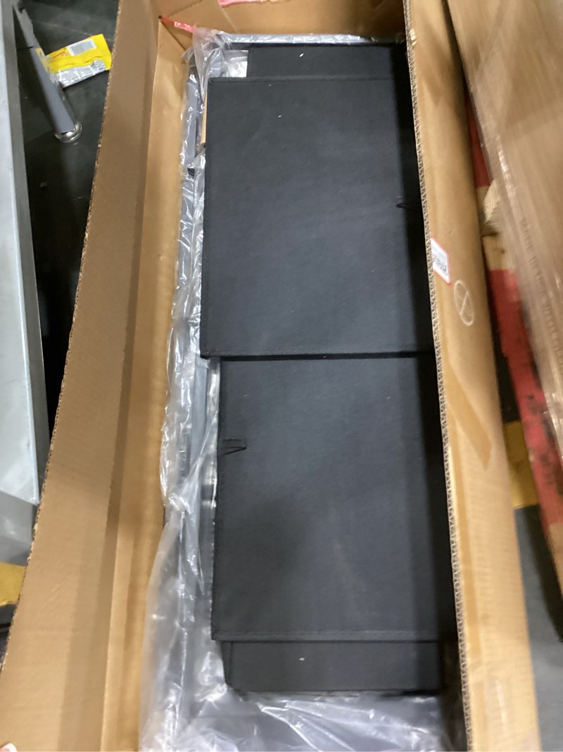 Condition photo showing Good Condition for Sweetcrispy Nightstand Small Bedroom Dresser with 4 Fabric Drawers, Bed Side Furniture End Table, Wooden Top Cabinet Night Stand Dresser for Closet, Entryway, Dorm, Black Black 17.7"D x 11.8"W x 37"H (4 Drawers)