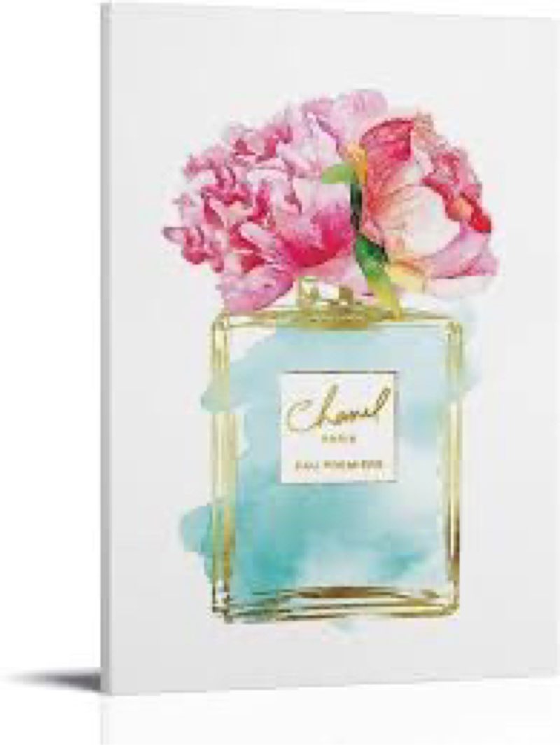 Stupell Industries Pink Glam Floral Perfume Framed Floater Canvas Wall Art