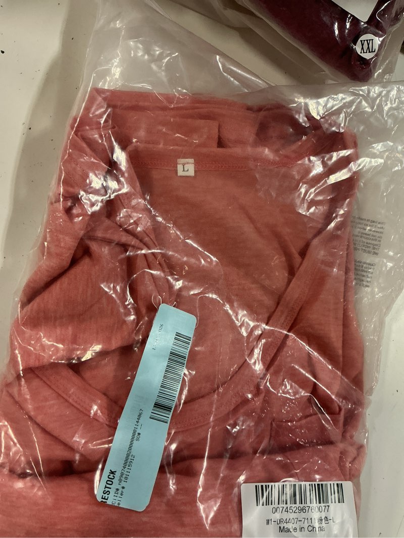 Condition photo showing New/Like New for shibever long sleeve basic t shirt for women comfort soft loose fit plain tee blouse tops baggy pink pullover cotton clothing size l