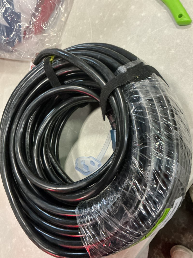 Condition photo showing Good Condition for outdoor extension cord waterproof 100 ft, black 12/3 sjtw heavy duty, flexible 100% copper 3 prong extension cord for lawn, garage,ul listed 100ft 12awg black