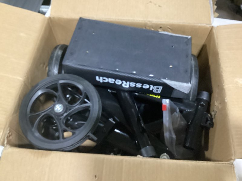 Condition photo showing As Is for Steerable Knee Walker Deluxe Medical Scooter for Foot Injuries Compact Crutches, with Dual Rear on-Wheel Brake and Shock Absorption Under The Knee pad, Black