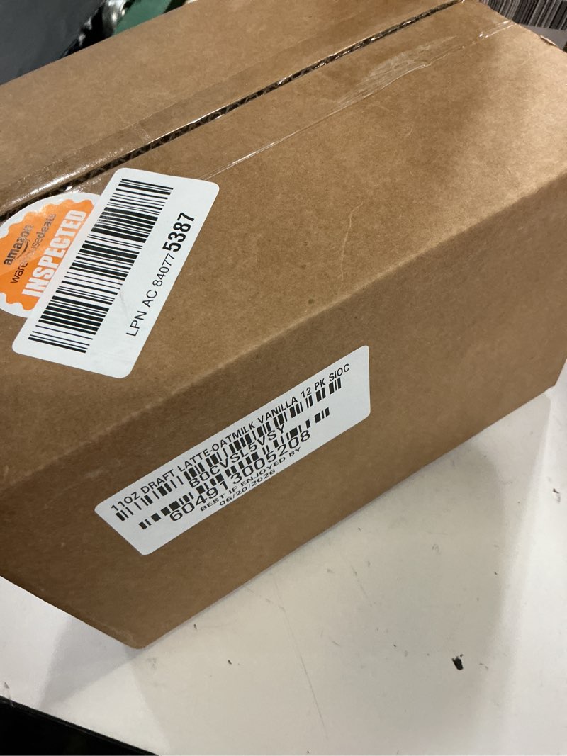 Condition photo showing New/Like New for (best if enjoyed by:06/20/2026)la colombe coffee, oatmilk vanilla latte, 11 fl oz cans (pack of 12), coffeehouse quality cold brew, specialty grade coffee beans, ready-to-drink on-the-go oatmilk vanilla 11 fl oz (pack of 12)
