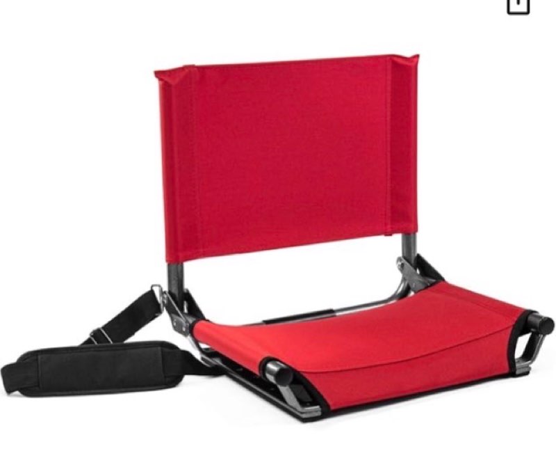 cascade mountain tech lightweight stadium seat for bleachers, outdoor events, and sport games - includes stabilizing bleacher hook red
