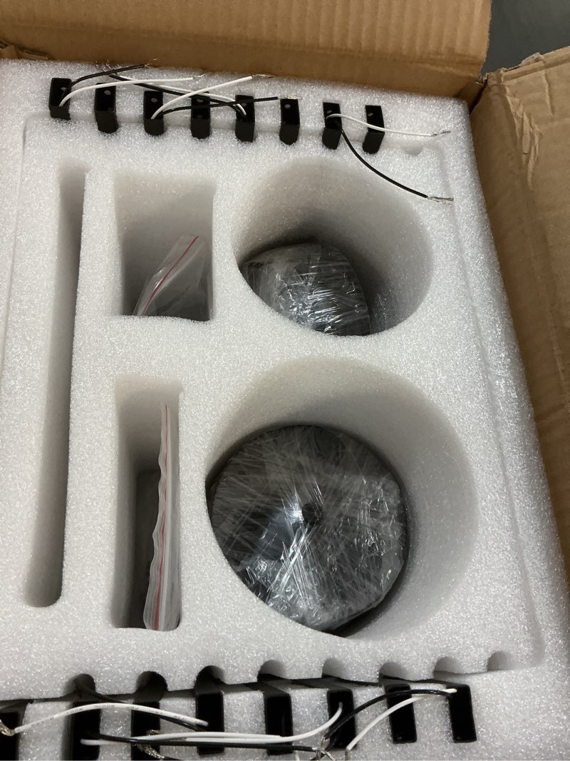 Condition photo showing Good Condition for 6-Light Black Chandelier, Farmhouse Rustic Dining Room Light Fixture Over Table, Modern Geometric Industrial Metal Hang Lighting Fixtures, for Foyer Entryway Kitchen Island Hallway Bedroom Living Room Black 6-Light