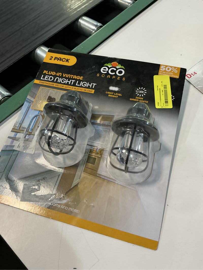 Condition photo showing New/Like New for ecoscapes vintage black cage led night light 2 pk.