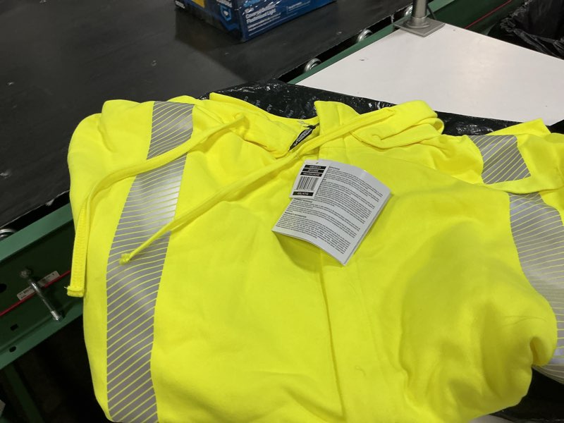 Condition photo showing New/Like New for oberon fr arc rated hi vis hoodie - flame resistant reflective tape zipper yellow 4x-large