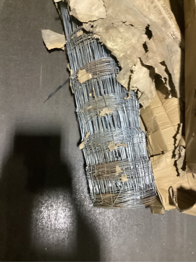 Condition photo showing As Is for fencer wire welded wire fence 12.5 gauge, galvanized welded fence wire roll, mesh size 4-inch x 4-inch, hog wire fencing cage, multiple use for home improvement & animals enclosure (4ft. x 50ft.) 4 ft. x 50 ft.