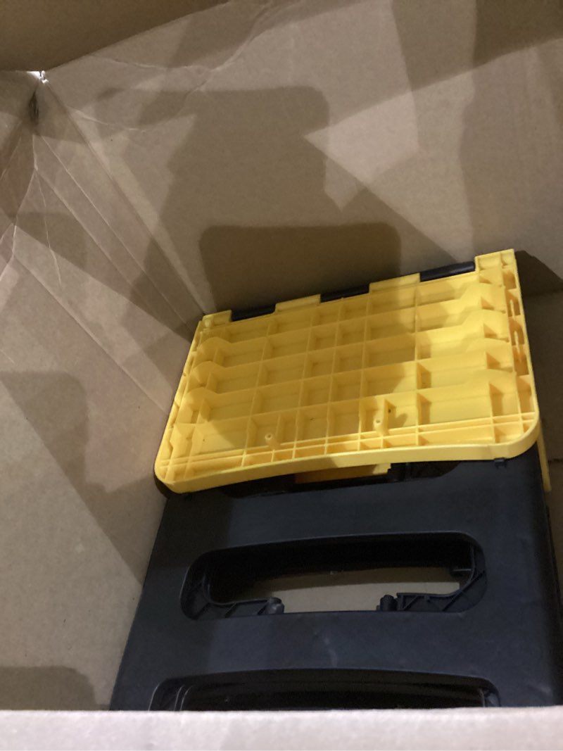 Condition photo showing As Is for Flottian Folding 2 Step Stools,8" & 17" Dual Heights,Foldable Step Stool for Adults and Kids,Hold up to 300 lbs,Collapsible Step Stool for Kitchen Bedroom Office Bathroom RV, Yellow Yellow 17 inch