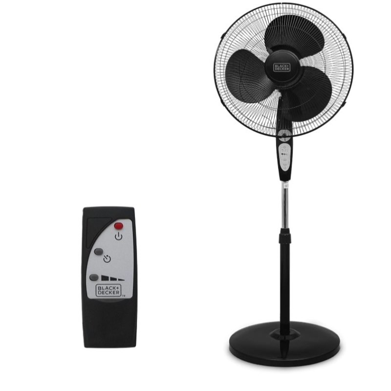 BLACK+DECKER 18-Inch Stand Fan with Pedestal Base, Height Adjustable Pedestal Fan with Remote 