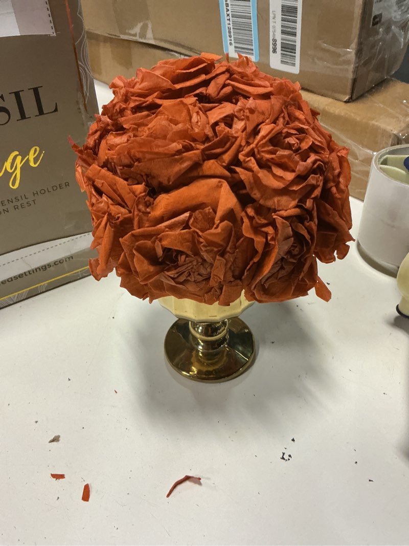 Condition photo showing As Is for forever flowers preserved roses in glass vase, flower for delivery, eternal roses romantic gift for women, table centerpiece flowers for home decor, birthday anniversary mothers day gifts for mom orange glass