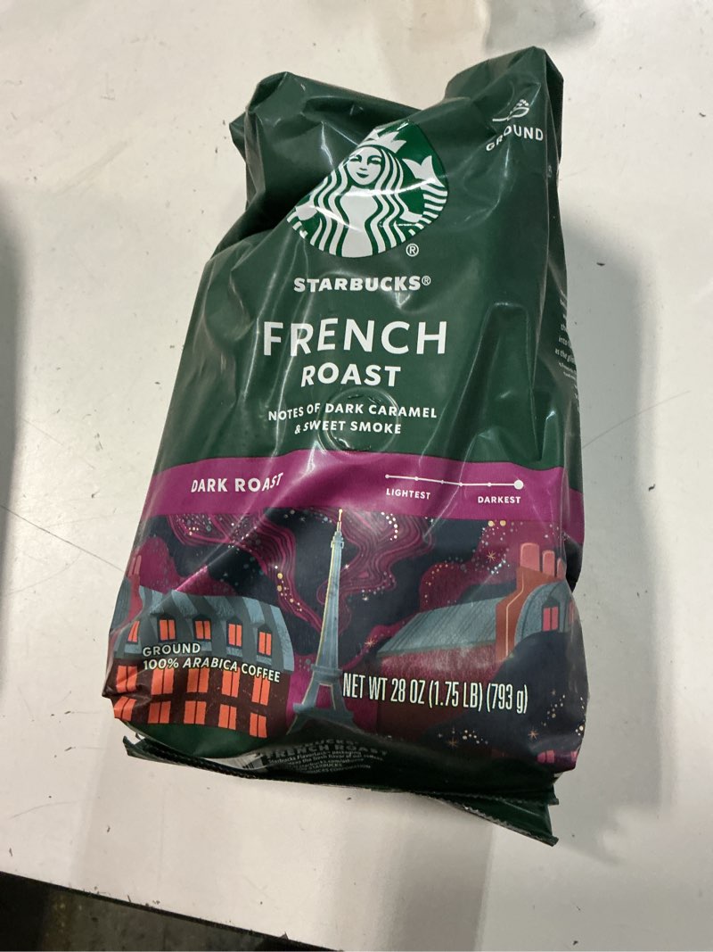 Condition photo showing New/Like New for (Best before 21 Dec 2025) Starbucks Ground Coffee, Dark Roast Coffee, French Roast, 100% Arabica, 1 bag (28 oz) French Roast 28 Ounce (Pack of 1)