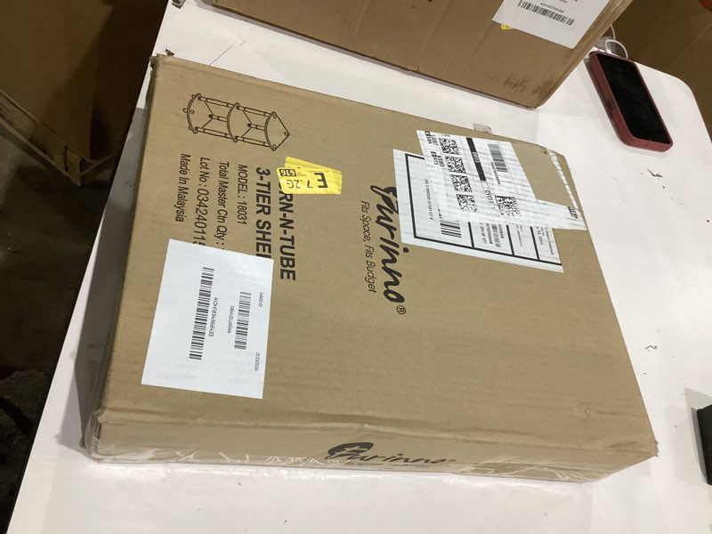 Condition photo showing New/Like New for Furinno Turn-N-Tube 3-Tier Corner Display Rack Multipurpose Shelving Unit with Classic Tube, Espresso/Black Espresso/Black 3-Tier Classic Tube