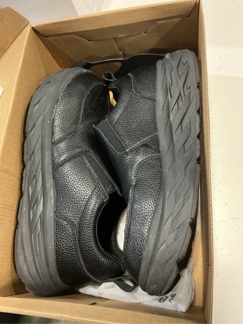 Condition photo showing As Is for Orthopedic Diabetic Leather Dress Shoes: Wide Toe Box Comfortable Arch Support Plantar Fasciitis Oxford for Mens, Orthotics Hammer Toes Flat Feet Casual Slip On Loafers for Foot and Heel Pain K1-black size 44