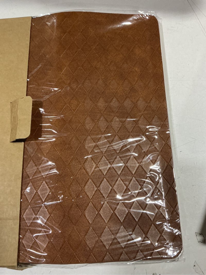 Condition photo showing New/Like New for Vinyl Placemats Set of 6-12×17.7 Inch Waterproof & Heattable Placemats, Fall Faux Leather Wipeable Outdoor Table Mat for Dining, Kitchen, Indoor Outdoor Use (Apricot Color, Woven Pattern) Apricot Color Woven pattern