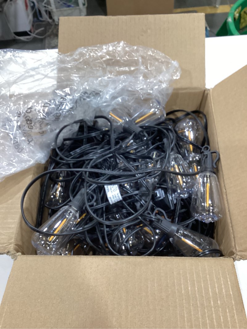 Condition photo showing New/Like New for brightown outdoor string lights patio lights, 100ft st38 shatterproof dimmable waterproof connectable led christmas lights, hanging outside light for backyard, porch, deck, balcony, garden, home decor black 100ft