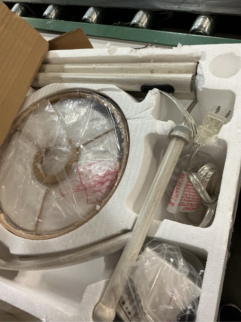 Condition photo showing Good Condition for oneach rattan floor lamp for living room with 3 color temperatures, boho floor lamp for bedroom with remote & dimmable bulb, farmhouse standing lamp for reading, antique white washed white 62.1''