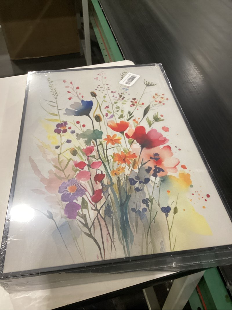 Condition photo showing New/Like New for KISSFOX 3 Piece Colorful Wildflower Botanical Framed Wall Art Watercolor Floral Canvas Art Prints Boho Flower Pictures Wall Decor Modern Minimalism Paintings Artwork Girls Bedroom Living Room Bathroom Colorful Framed 12x16 In Natural Framed
