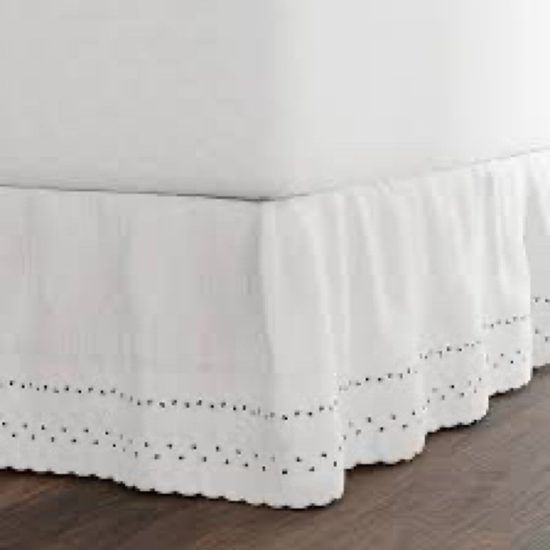 Fresh Ideas Eyelet Bed Skirt, Ruffled Design, 14 Inch Drop, Embroidered Scalloped Edge, California K
