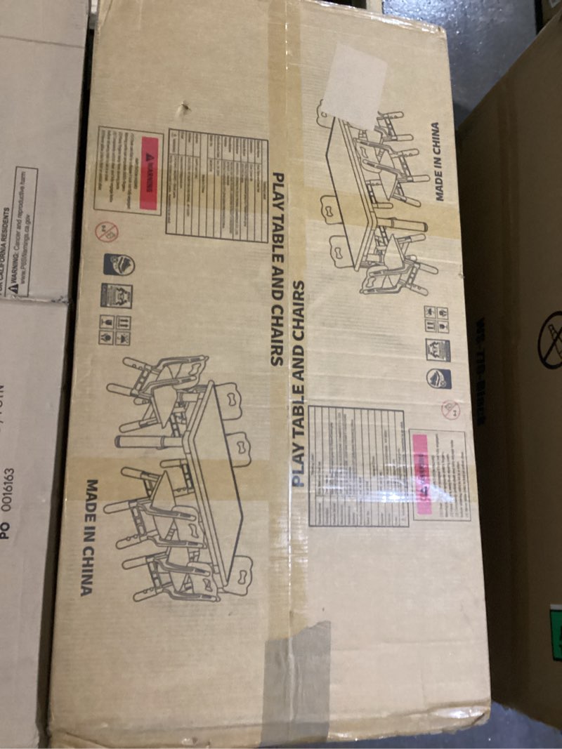 Condition photo showing New/Like New for Kids Table and 6 Chairs Set?Height Adjustable Children Table & Chair?Toddlers Study Multi-Activity Table with 47.2"x23.6" Wipe-Clean Desktop?for Classrooms, Homes & Daycares 6chairs Grey