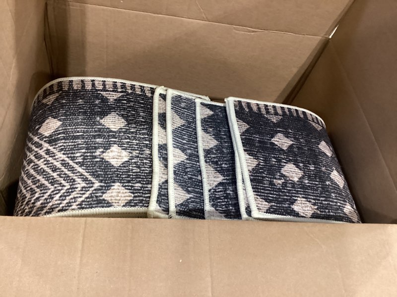 Condition photo showing Good Condition for tinideya non-slip stair treads, for wooden steps - safety stair mats with tpr backing & plush surface, 28"x9" indoor outdoor carpet runners for kids, elders, pets,boho style(15 pcs)