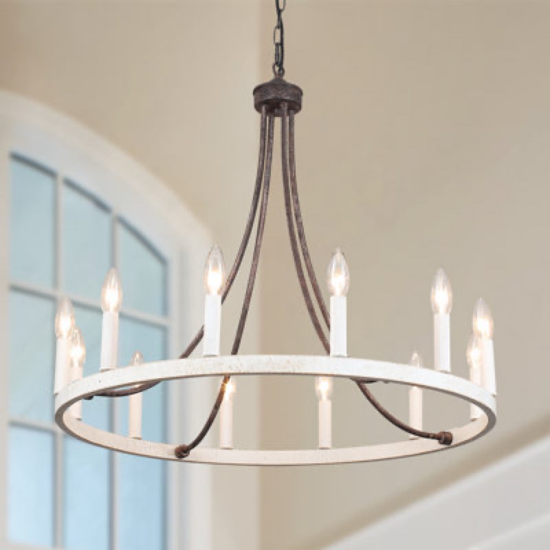  Similar LynPon Wagon Wheel Chandelier Diam 20 inch, 6 Lights Farmhouse Chandeliers Rustic Round Hanging Chandelier Candle Dining Room Light Fixture for Living Room Kitchen Island Foyer Entryway